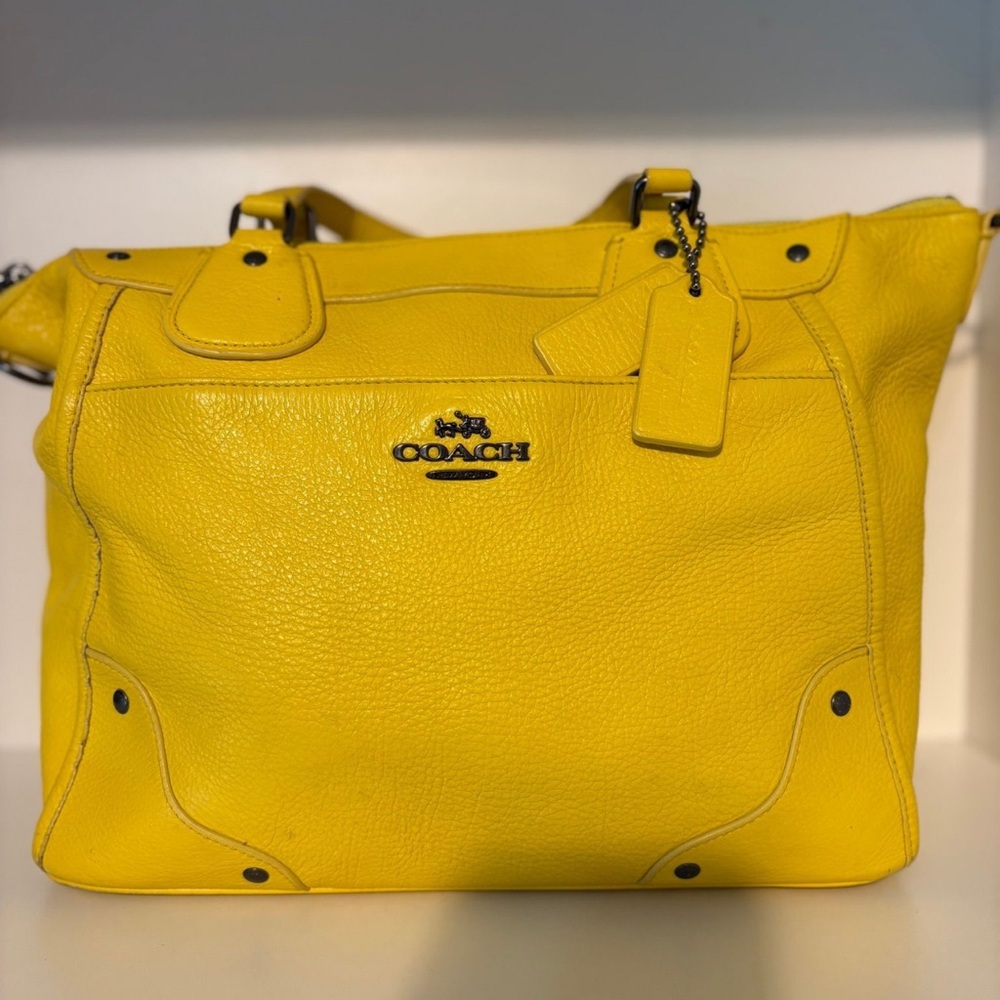Coach Bright Yellow Pebbled Leather Tote